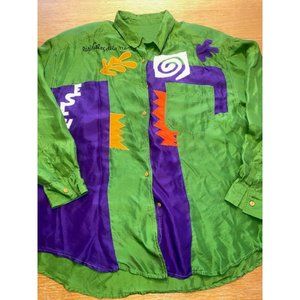 No Brand Silk Button Down Blouse-Large